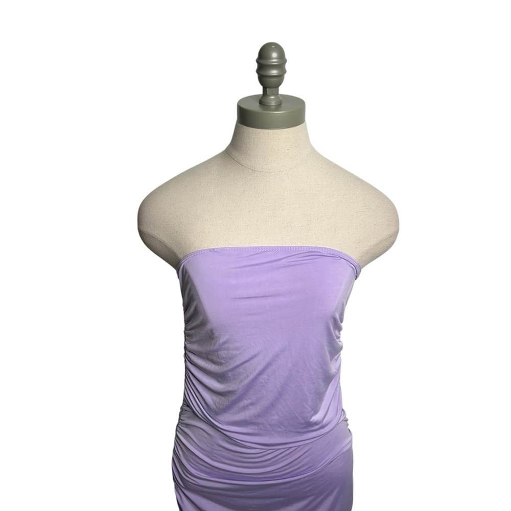 Sincerely Jules Lavender Purple Midi Ruched Bodycon Strapless Dress Size XL - Picture 4 of 10